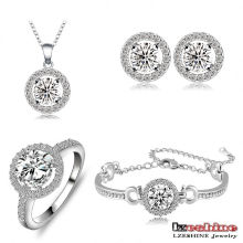 White Gold Plated Hearts&Arrows Female Jewelry Sets (CST0019-B)